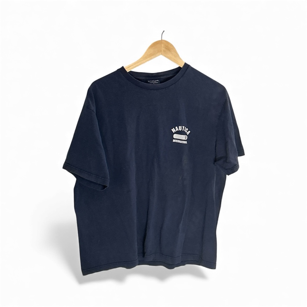 Nautica 83 international Navy Graphic Logo Tee Sz L PreLoved